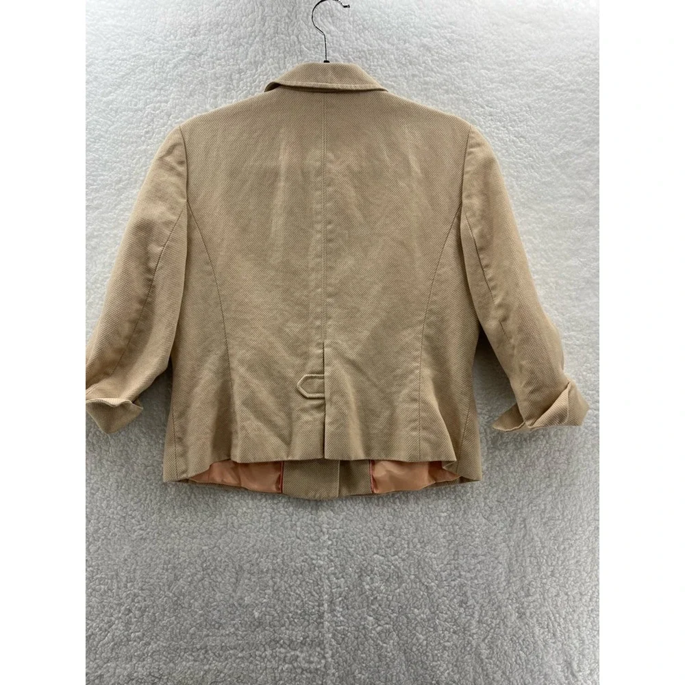Ann Taylor Womens Suit Jacket Blazer Beige Pockets Long Sleeve Buttons Lined 10 - Picture 2 of 8